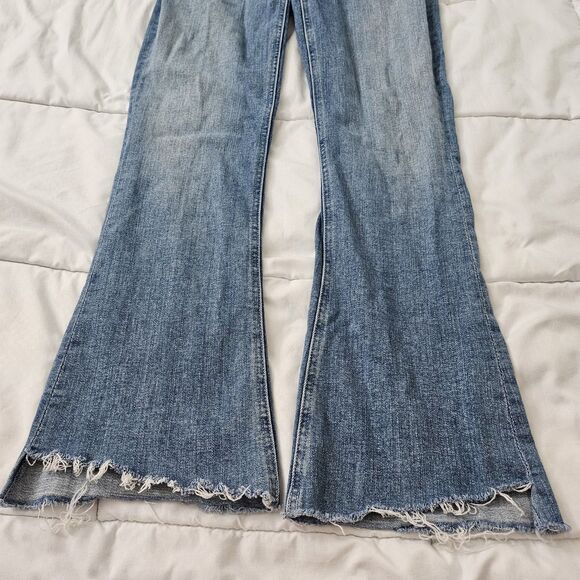 MOTHER Flare Jeans 29 Blue The Runaway Step Fray Kiss & Make Up Boho Stretch - Picture 6 of 12
